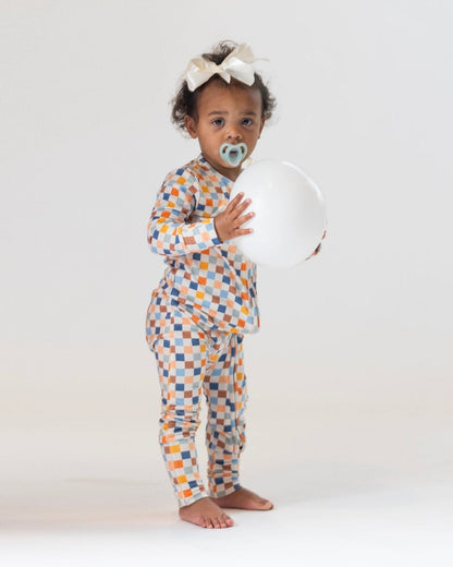 Multi Checkered Bamboo Toddler Pajamas – Romper