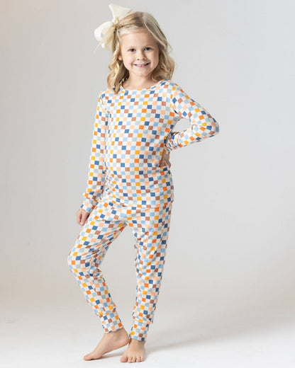 Multi Checkered Bamboo Pajamas for Kids – Two Piece Set