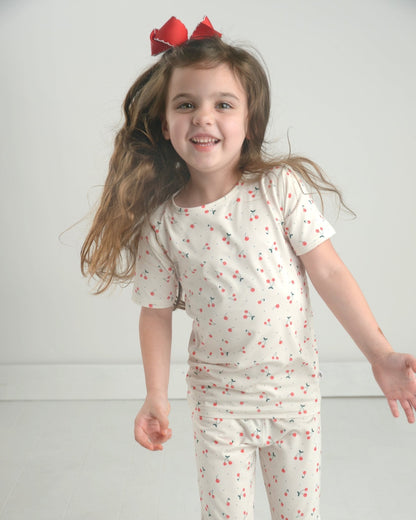 Cherry Bamboo Pajamas for Kids – Two Piece Set