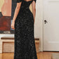 Ladivine CL03 Floor Length Off Shoulder Velvet Fitted Sequin Gown