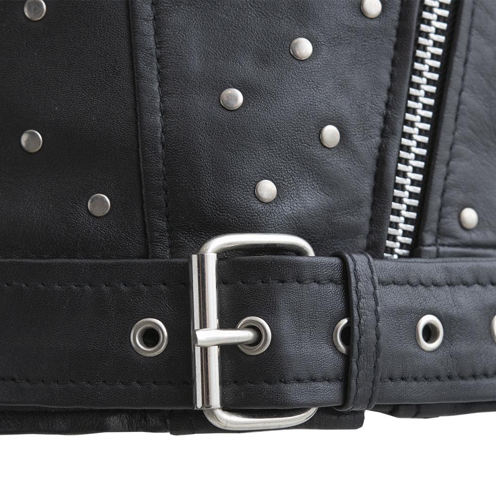 Whet Blu NYC Claudia women's fashion leather jacket with buckle detail