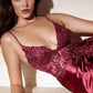 Ladivine CM318 Lace & Satin Dress with Leg Slit
