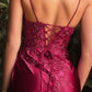 Ladivine CM318 Lace & Satin Dress with Leg Slit
