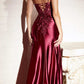 Ladivine CM318 Lace & Satin Dress with Leg Slit