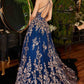 Ladivine CM323 Long A-line Glitter Print Ball Gown