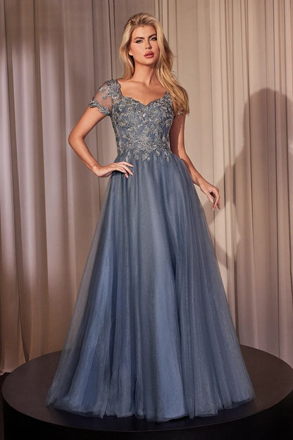 Embellished Lace Layered Tulle Ball Gown - Farnelli