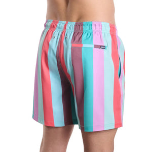 Capelle Miami Coastal Cabana Zest hybrid swim trunks with vibrant print and compression lining, ideal for resort and beach wear.