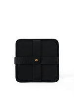 Deux Mains square black coasters, set of 4 with holder
