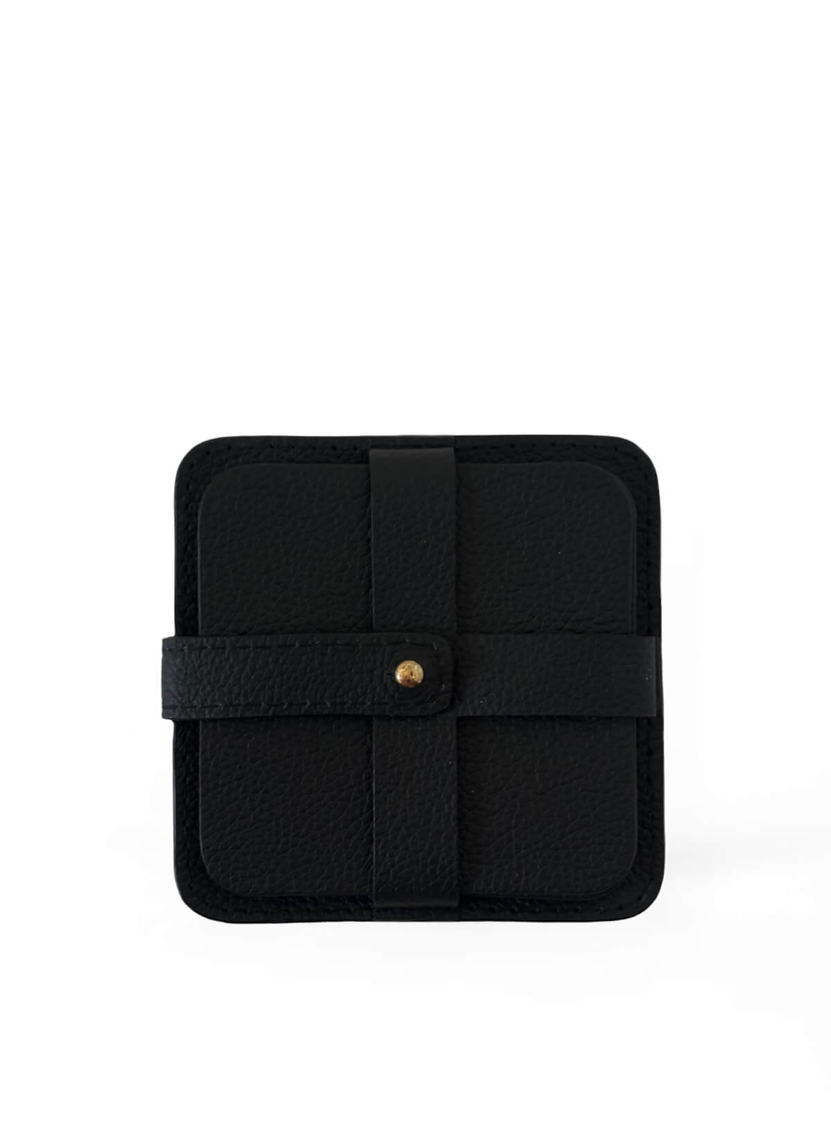 Deux Mains square black coasters, set of 4 with holder