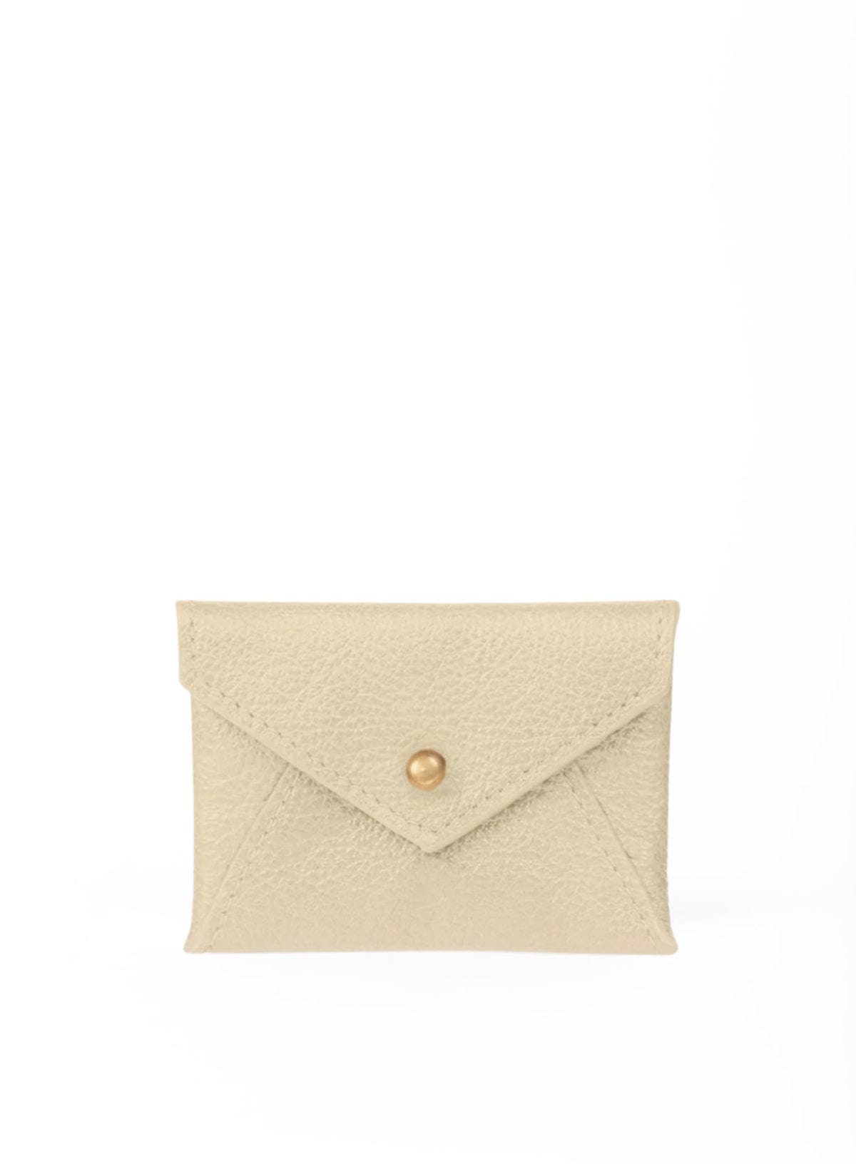 Deux Mains bone leather coin pouch, front view