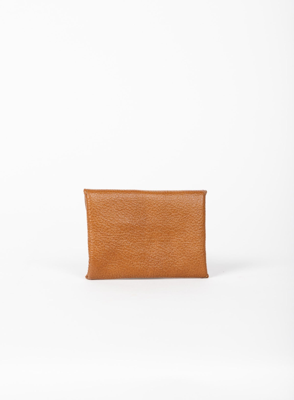Deux Mains cognac leather coin pouch, back view
