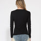 Gracia Fashion Women's Contrast Color Asymmetrical Detail Long Sleeve Top