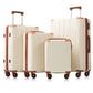 HouseOfZazla brown and white expandable hardshell 6-piece luggage set with TSA locks