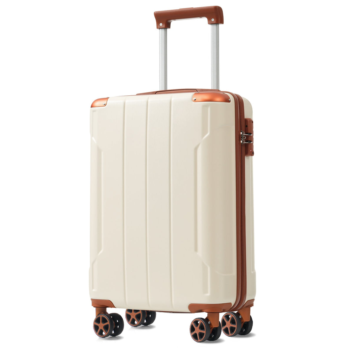 HouseOfZazla brown and white expandable hardshell 6-piece luggage set with TSA locks