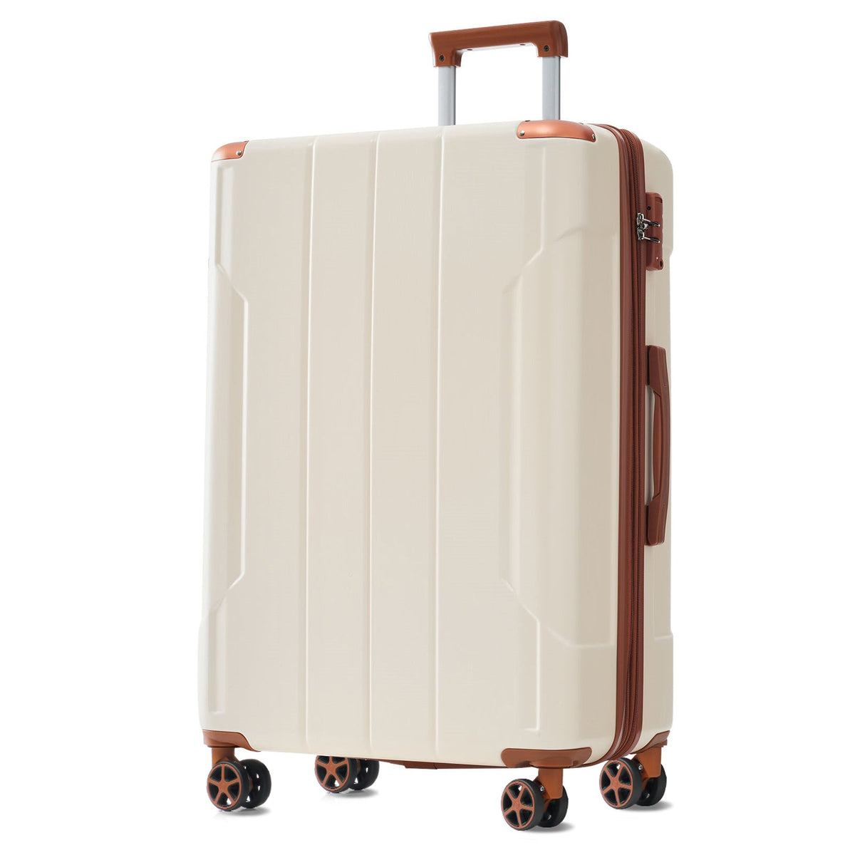Brown and white HouseOfZazla expandable hardshell 6-piece luggage set with TSA locks