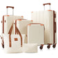Brown and white HouseOfZazla expandable hardshell 6-piece luggage set with TSA locks