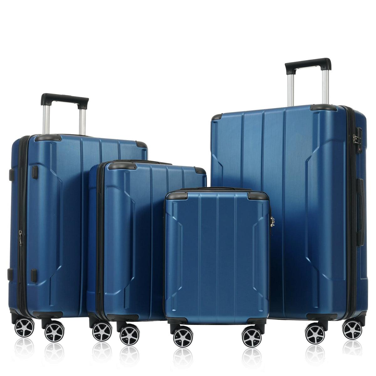 HouseOfZazla blue hardshell 6-piece luggage set with matching suitcases and travel bags