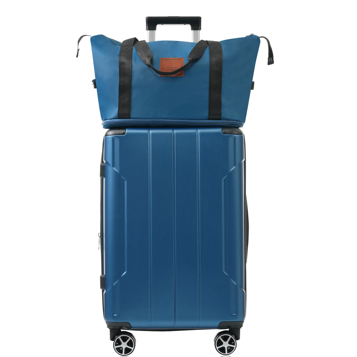HouseOfZazla hardshell 6-piece blue luggage set with matching suitcases and travel bags