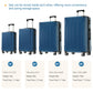 HouseOfZazla blue hardshell 6-piece luggage set with coordinated suitcases and travel bags