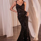 Fitted Sequin Dress With Velvet Details - Farnelli