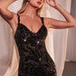 Fitted Sequin Dress With Velvet Details - Farnelli