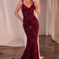 Fitted Sequin Dress With Velvet Details - Farnelli