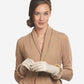 CR4405 (cream) - Women’s Italian Rex rabbit fur cuff winter leather gloves