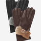 CR4606 (brown) - Women's Italian natural rabbit fur gloves 3-button length