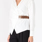 Gracia Fashion Women's Cross Body Belt Design Side Gathered Top