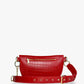 Baldwin Baby Company Ono Crossbody Belt Bag in cardinal red, back view of diaper bag