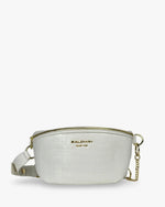 Baldwin Baby Company Ono Crossbody Belt Bag diaper bag in white, front view