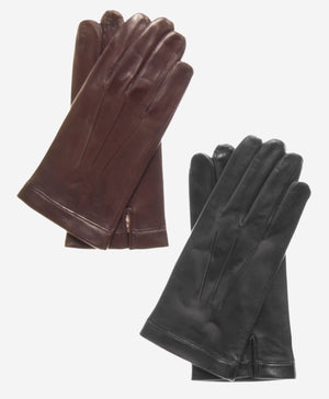 CS3550 (brown) - Men's Italian Silk Lined Lambskin Leather Gloves
