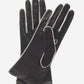 CS4175 (black/white) - Women's Italian Silk Lined Leather Gloves with Contrast Decorative Stitching