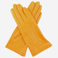 CS4204 (mustard) - Women's Italian Silk Lined Leather Gloves with Contrast Decorative Stitching