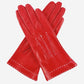 CS4204 (red) - Women's Italian Silk Lined Leather Gloves with Contrast Decorative Stitching