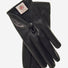 Black women's Italian silk-lined winter gloves with a center button, stylish Leather Gloves Online accessory.