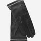 CS4461 (black) - Women's Italian Silk Lined Leather Gloves  with Swarovski Crystal Trim
