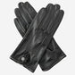 CS4801 (black) - Women's Italian Silk Lined Leather Gloves with Stitched Accents