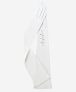 Ivory Italian silk-lined 16-button leather opera gloves by Leather Gloves Online, displayed on a neutral background.