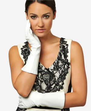 Angelina (ivory) - Italian silk lined 6-button length leather bridal / opera gloves