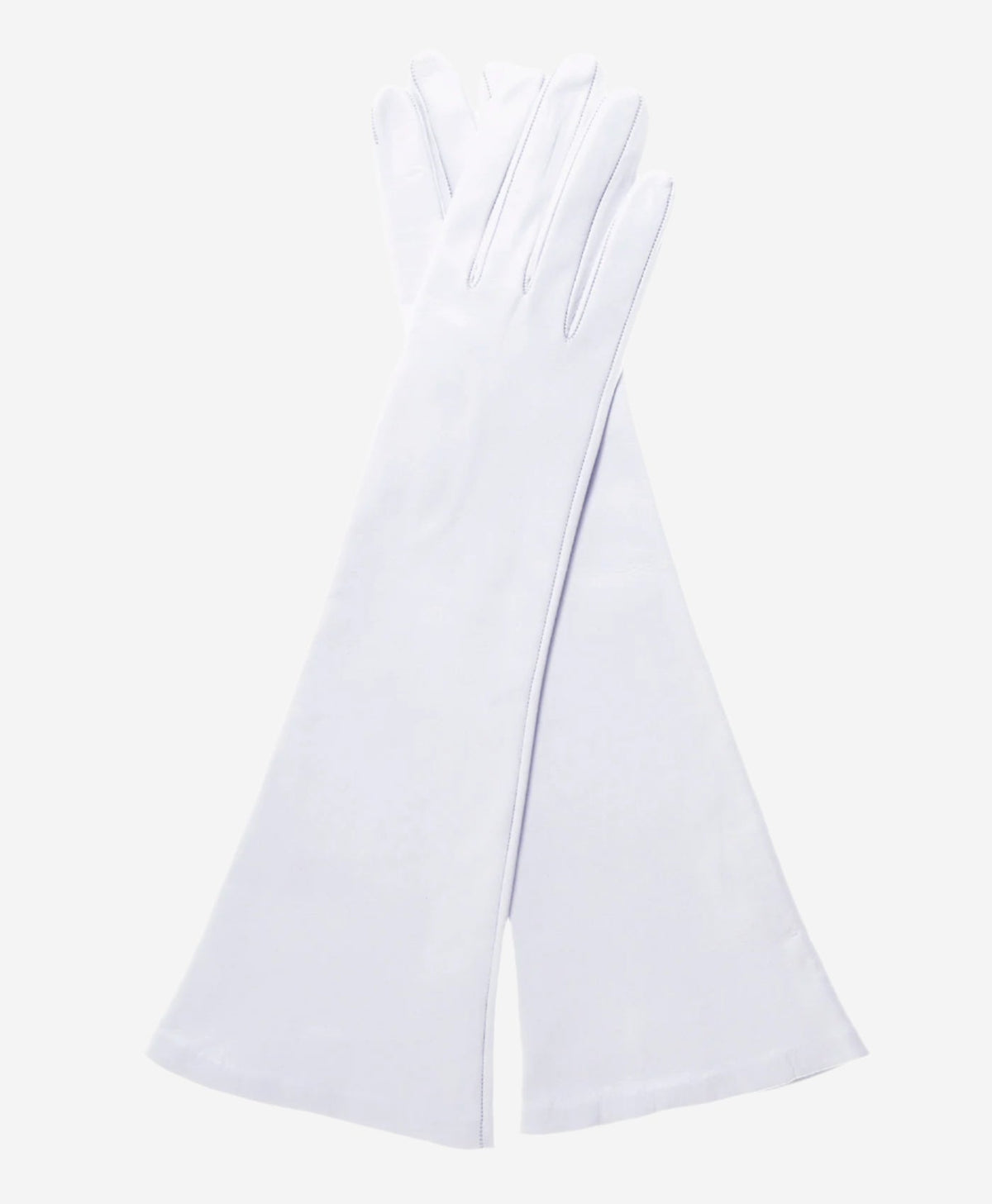 Angelina ivory Italian silk-lined leather opera gloves with six buttons, elegant bridal or formal accessory.