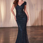 Beaded Cap Sleeve Fitted Dress - Farnelli