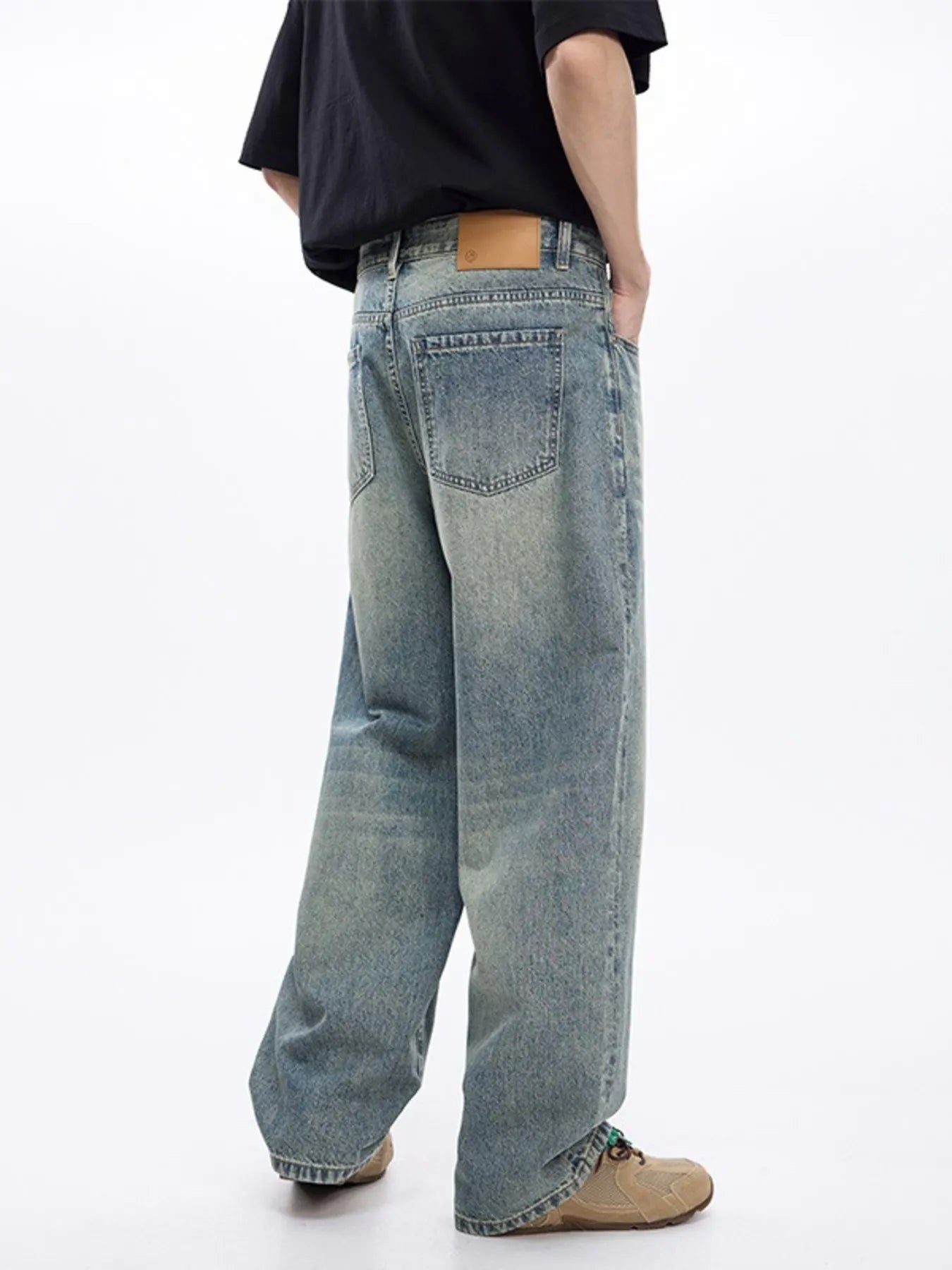 Men's Washed Wide Leg Jeans - Farnelli
