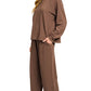 Zenana Slub Long Sleeve Top and Pants Lounge Set - Farnelli