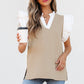 Serena Contrast V Neck Ruffled Textured Knit Top - Farnelli