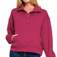 Zenana Scuba Half Zip Sweatshirt with Pockets - Farnelli