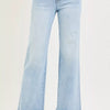 RISEN Tummy Control Mid Rise Ankle Straight Fray Hem Jeans - LIGHT
