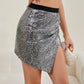 Asymmetrical Slit Sequin Skirt - Farnelli
