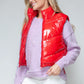 Snobbish Zip Up Turtleneck Shiny Quilted Vest - Farnelli