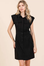 Mittoshop Cargo Pocket Half Button Mini Dress - Farnelli